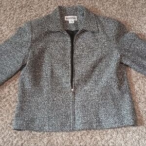 Women's Briggs Petite Sweater Blazer Zip Up Shirt Size 8P Color Black White